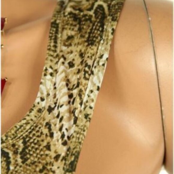 Le Fash NWOT Brown Snakeskin Animal Print Sleeveless Tank/Blouse - Picture 2 of 4